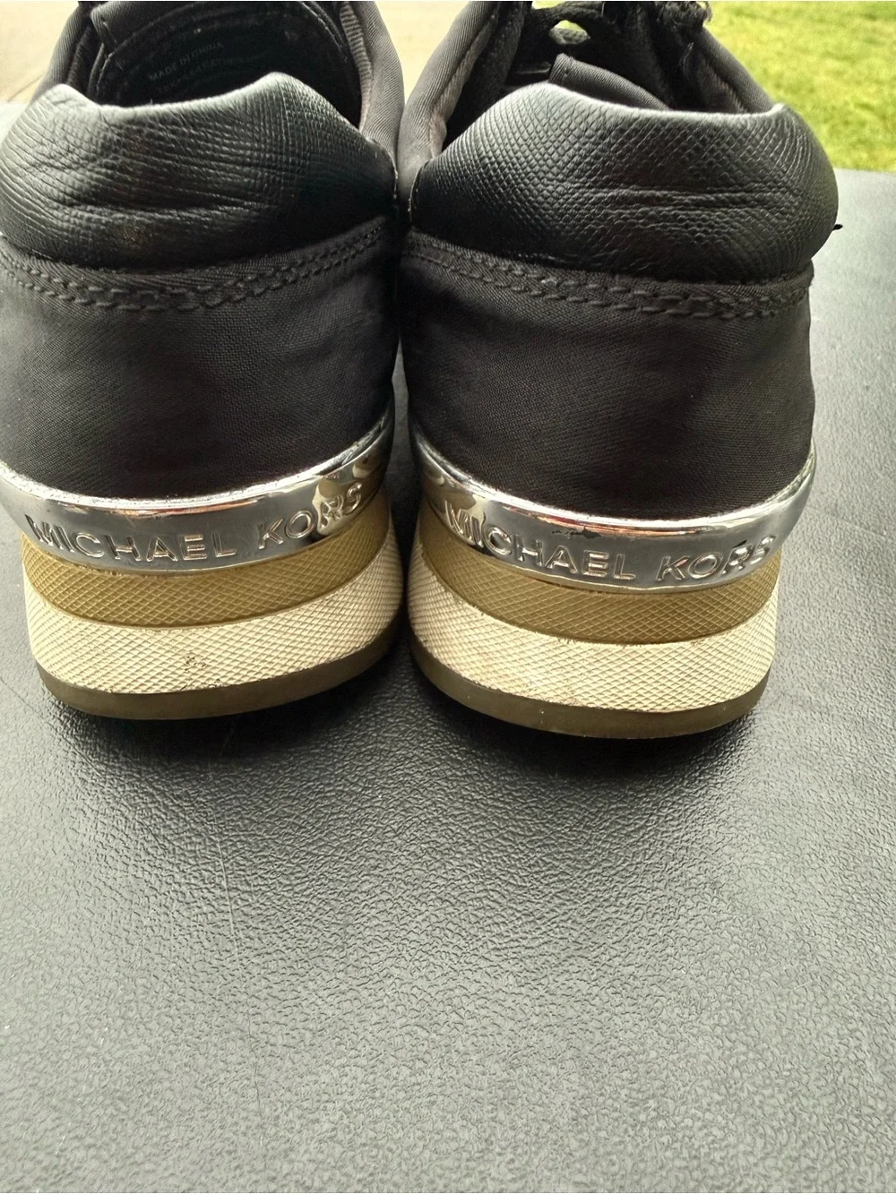 Michael Kors Allie Trainer Black Leather Sneakers Size 6.5